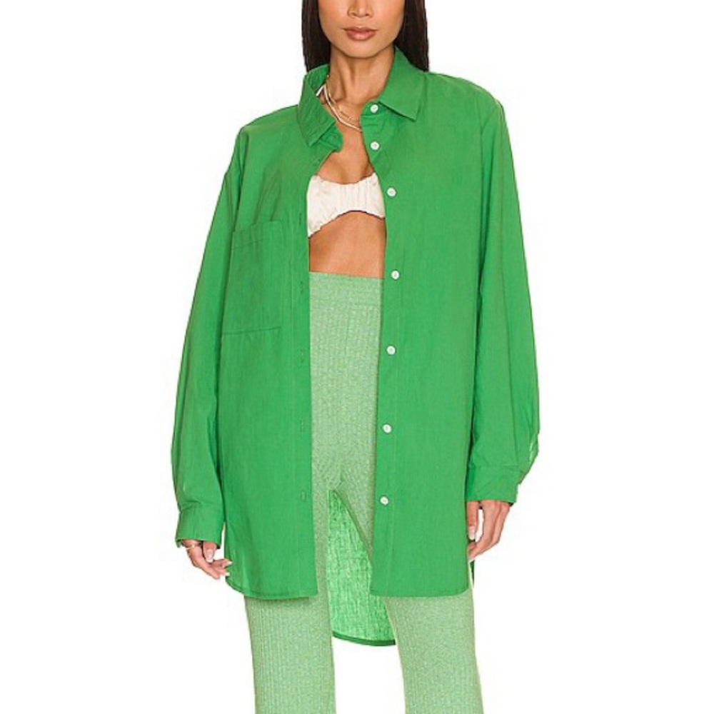 SNDYS Everyday Bello Button Up in Green Medium Size 6